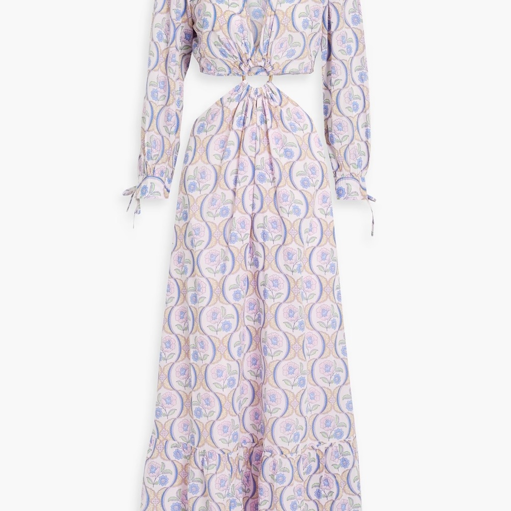 ANTIK BATIK Tanissa cutout floral print cotton-voile maxi dress in purple lilac